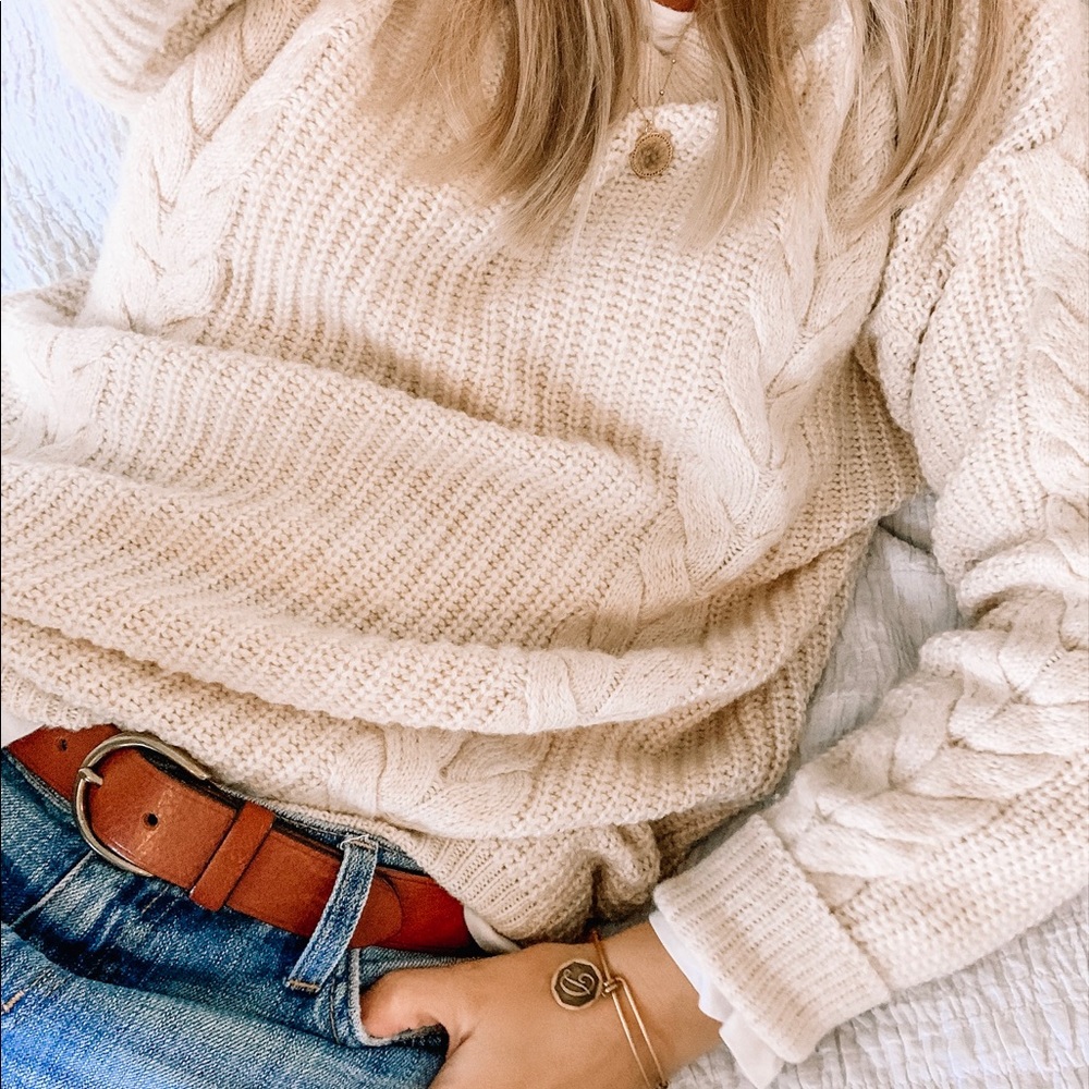 Cashmere blend cable knit sweater